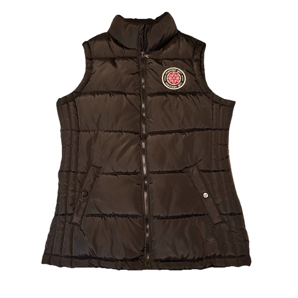 Madden Girl Y2KWomen's "Best in Black" Quilted Puffer Vest Medium Black Preowned